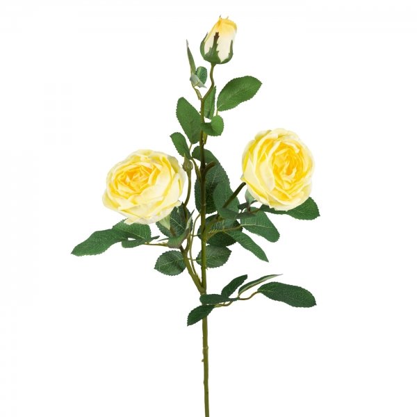 Декоративный искусственный цветок Large Branch Yellow Rose Зеленый Желтый в Краснодаре | Loft Concept 