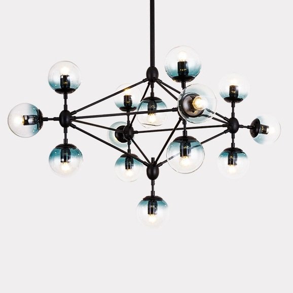 Люстра Modo Chandelier Globes Blue Ambre Black Черный в Краснодаре | Loft Concept 