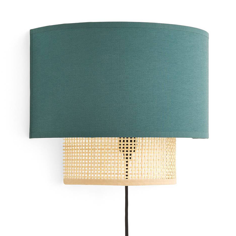 Бра Ottar Wicker Turquoise lampshade Бежевый Бирюзовый в Краснодаре | Loft Concept 