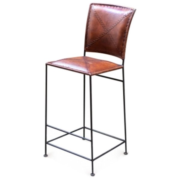 Барный стул Loft Bar stool leather brown Коричневый винтаж Черный в Краснодаре | Loft Concept 