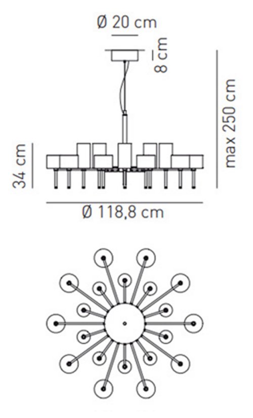 Люстра AXO Light Spillray lamps 20 в Краснодаре