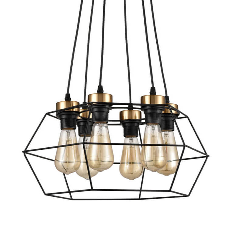 Люстра Loft Wire Cage Black lamp 6 Черный в Краснодаре | Loft Concept 