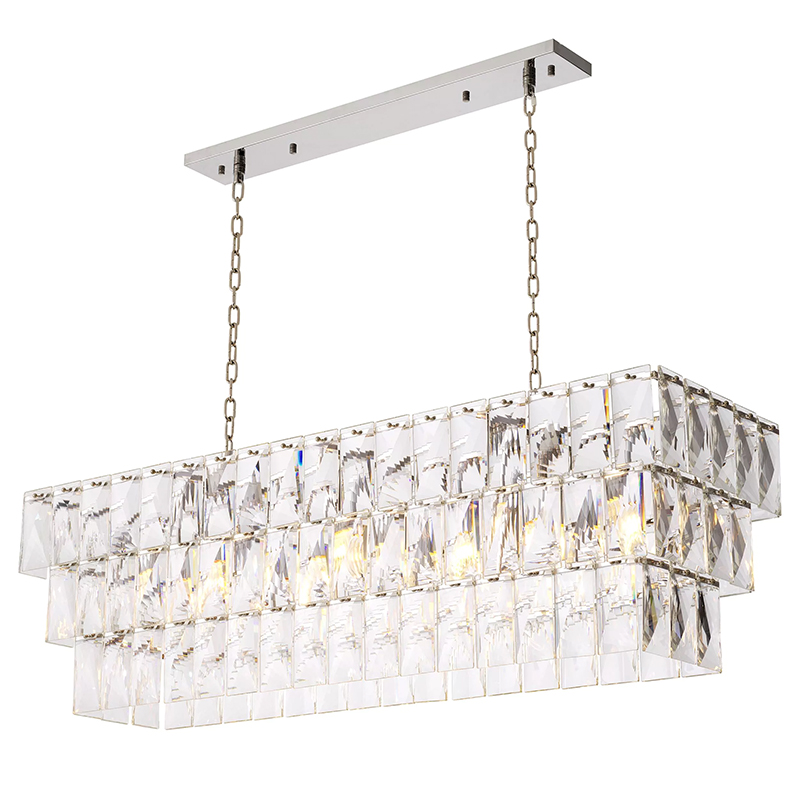 Люстра Eichholtz Chandelier Amazone Rectangular Silver Серебряный Прозрачное Стекло в Краснодаре | Loft Concept 