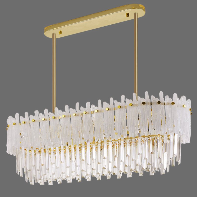 Люстра Murano Glass ICE Chandelier Rectangle Золотой Белый Прозрачное Стекло в Краснодаре | Loft Concept 