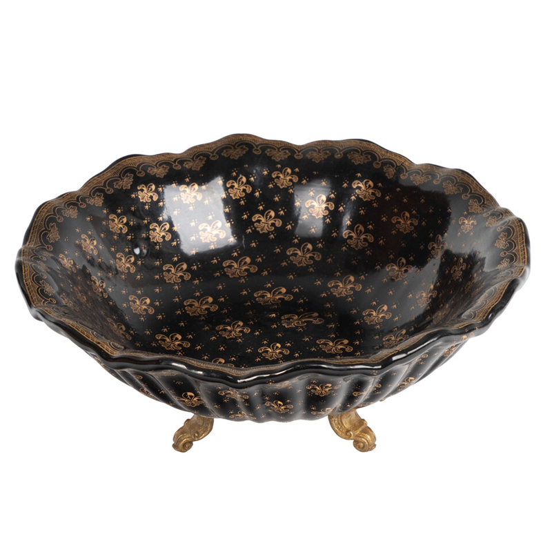 Блюдо черного цвета из фрафора на бронзовых ножках Eden Garden porcelain and bronze Черный Бронза Блюдо черного цвета из фрафора на бронзовых ножках Eden Garden porcelain and bronze Черный Бронза в Краснодаре | Loft Concept