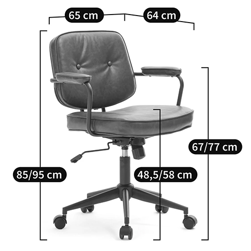 Офисное кресло в винтажном стиле на колёсах Glenn Dark Grey Chair в Краснодаре