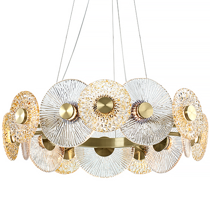 Люстра Clear and Amber Discs Chandelier Латунь Прозрачный Янтарь (Amber) в Краснодаре | Loft Concept 