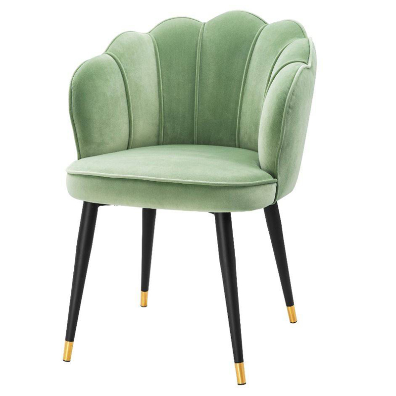 Стул Eichholtz Dining Chair Bristol pistache green Зеленый шалфей Черный Латунь в Краснодаре | Loft Concept 