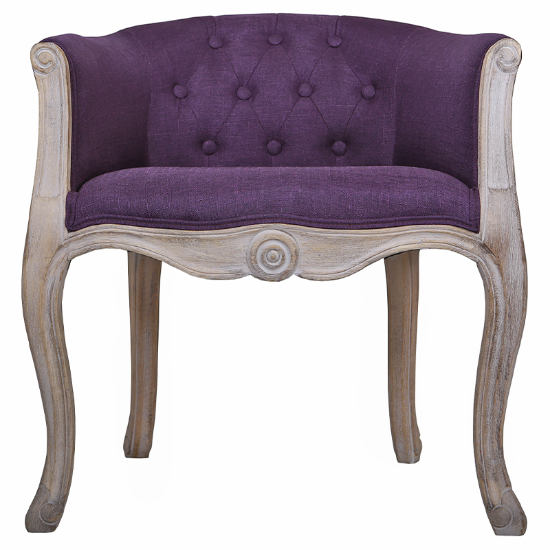 Кресло низкое в стиле прованс Louis French Armchair purple flax Фиолетовый Бежево-серый в Краснодаре | Loft Concept 