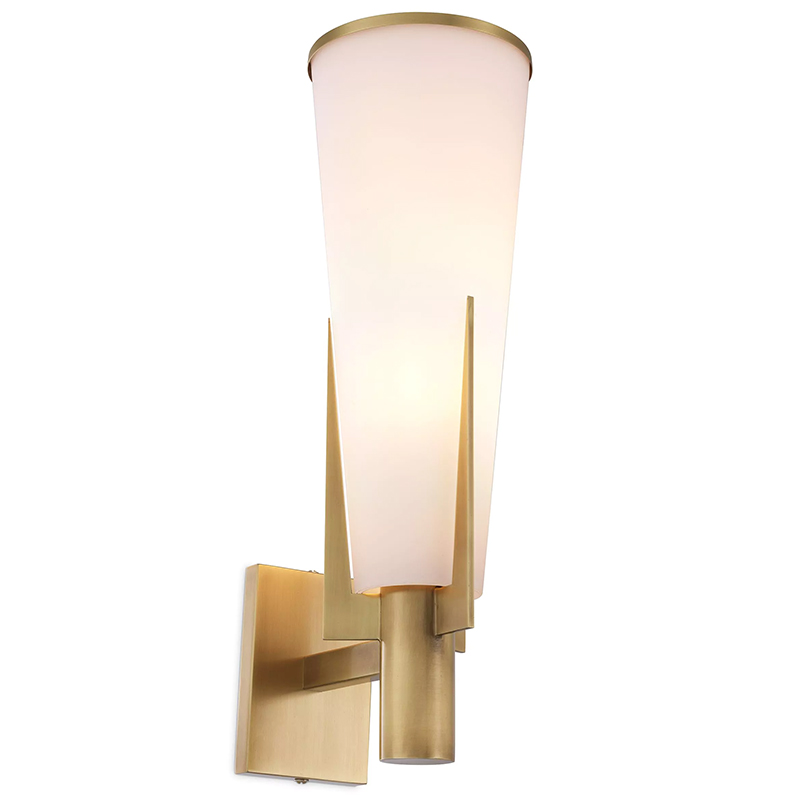 Бра Eichholtz Wall Lamp Dino Brass Латунь Белое матовое стекло в Краснодаре | Loft Concept 