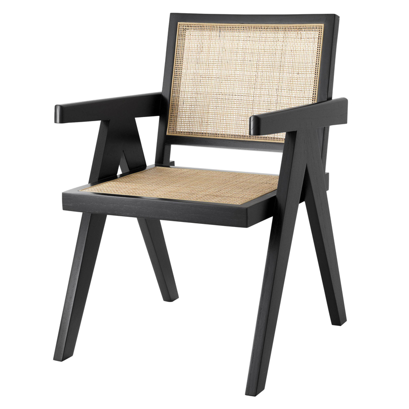 Стул Eichholtz Dining Chair Aristide black Черный Бежевый в Краснодаре | Loft Concept 