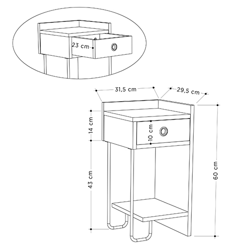 Прикроватная тумба белого цвета с ящиком и открытой полкой SIRIUS NIGHTSTAND RIGHT MODULE WHITE в Краснодаре