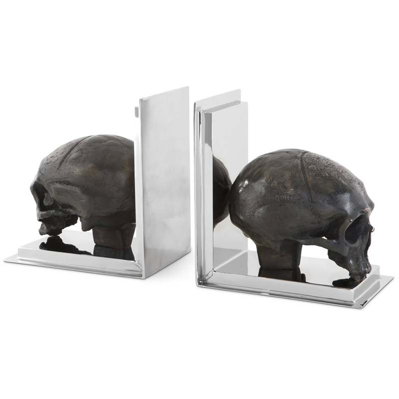 Держатель для книг Eichholtz Bookend Skull set of 2 Никель Винтажная латунь в Краснодаре | Loft Concept 