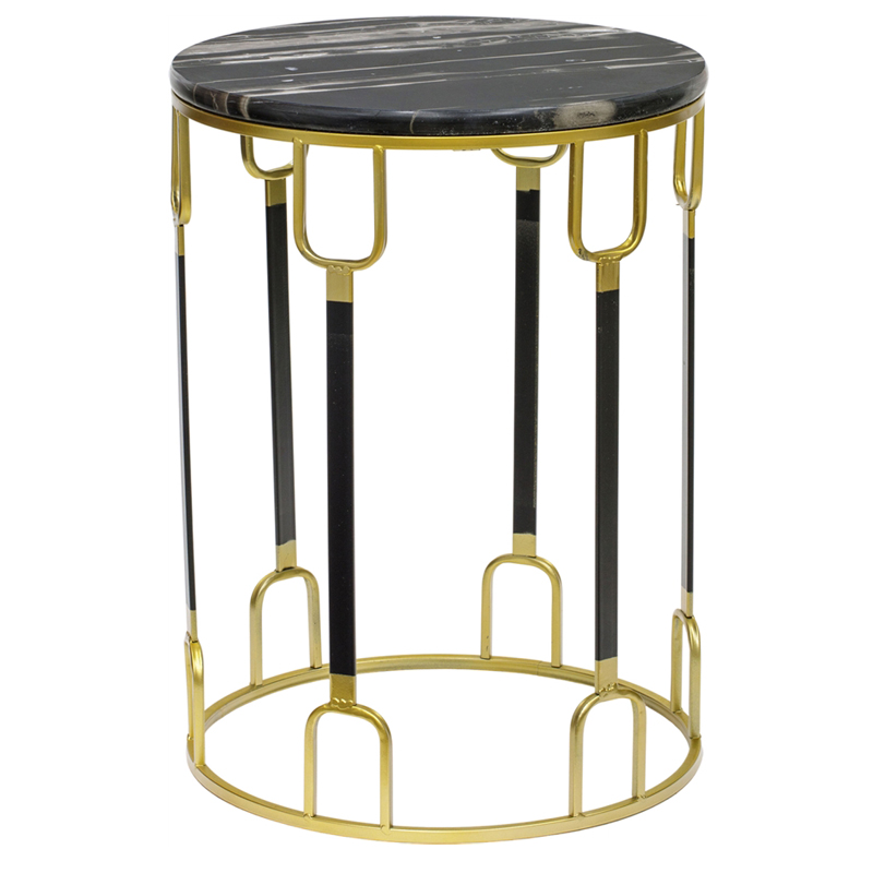 Приставной стол Dorius Side Table black marble high Латунь Черный Черный Мрамор Nero в Краснодаре | Loft Concept 