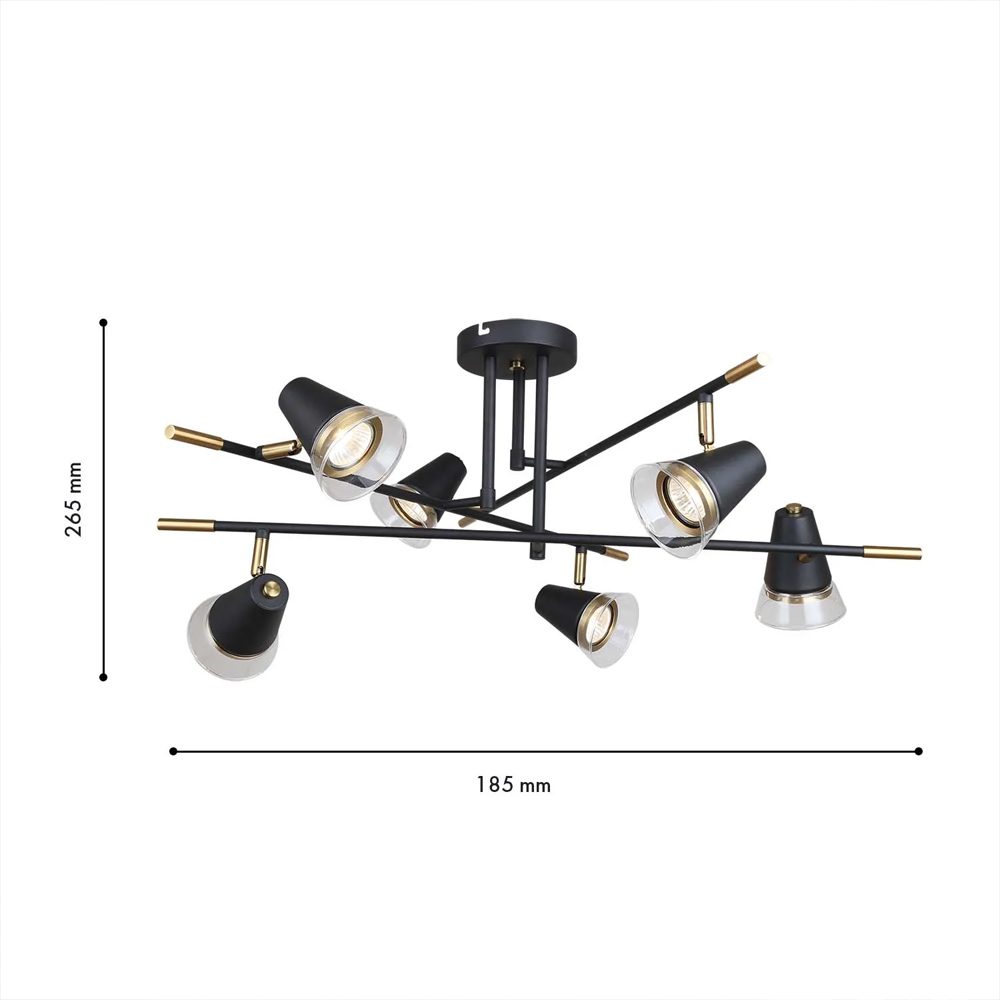 Потолочный светильник с конусообразными плафонами с контрастным сочетанием бронзы и глубоким черным цветом Aurika в Краснодаре