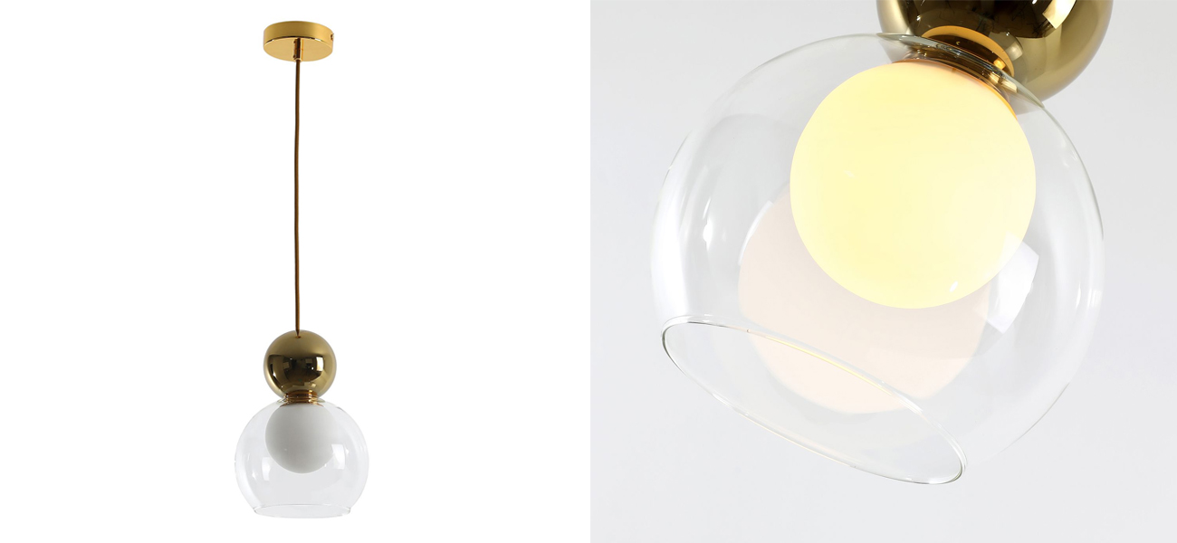 Подвесной светильник с двойным плафоном Flasky Gold Sphere - фото