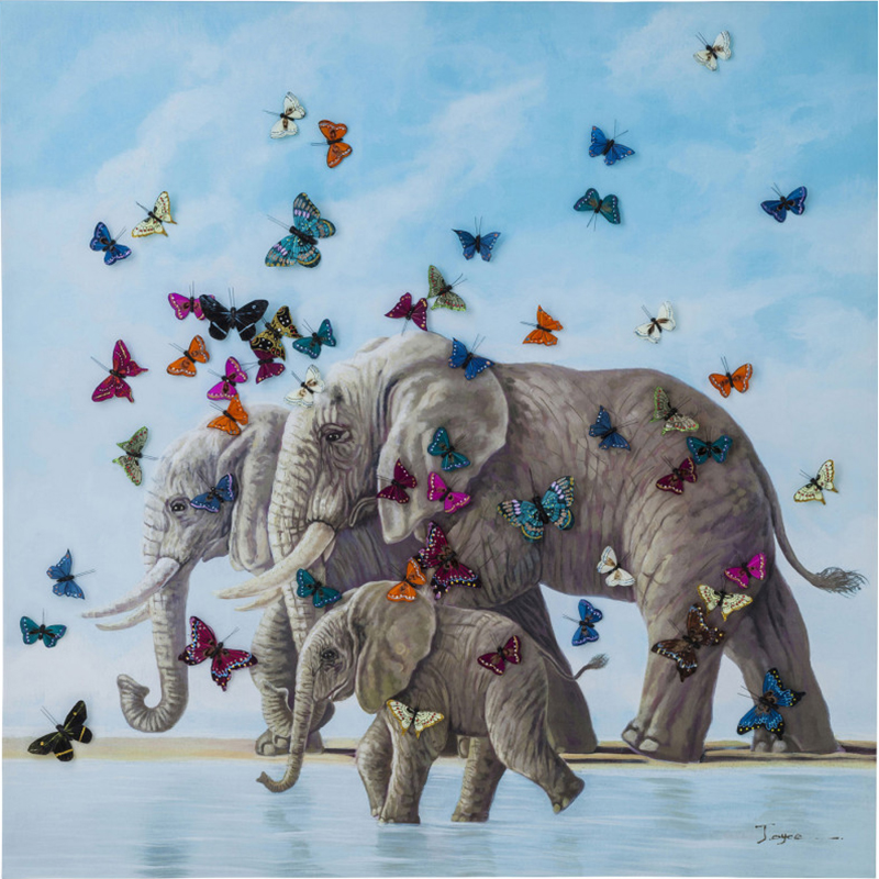 Картина Elephants with Butterflies painting  Мульти в Краснодаре | Loft Concept 