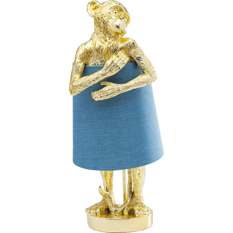 Настольная лампа Golden Monkey Hugging Lampshade Золотой Светло-синий в Краснодаре | Loft Concept 