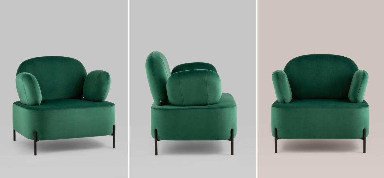 Кресло Color Block изумрудный велюр - фото