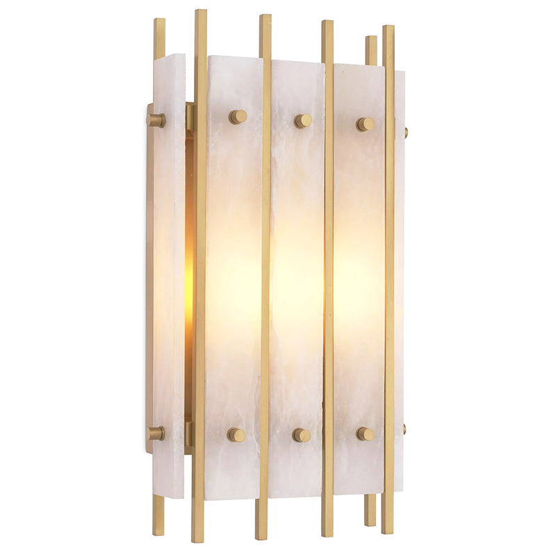 Бра Eichholtz Wall Lamp Sparks S Alabaster Латунь Бежевый Белый Мрамор Bianco в Краснодаре | Loft Concept 