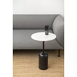 Кофейный столик с белой мраморной столешницей на черном основании Tall Coffee Black and White Table варинант исполнения - 2 | Loft Concept в Краснодаре