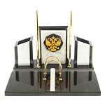 Настольный письменный набор из мрамора и змеевика с гербом России Marble Accessory варинант исполнения - 1 | Loft Concept в Краснодаре