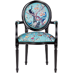 Полукресло из массива бука бирюзовое с изображением птиц и цветов Turquoise Chinoiserie Garden Chair варинант исполнения - 1 | Loft Concept в Краснодаре