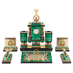 Настольный письменный набор из малахита и долерита с декором в виде герба России Leader Organizer варинант исполнения - 1 | Loft Concept в Краснодаре