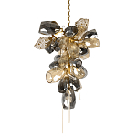 Люстра подвесная вытянутой формы с плафонами из стекла и металла с двумя вертикальными подвесками Gilded Mirage  варинант исполнения - 1 | Loft Concept в Краснодаре