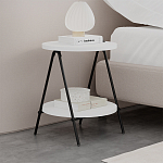Стол приставной с 2-мя круглыми белыми столешницами ESSEL SIDE TABLE WHITE варинант исполнения - 7 | Loft Concept в Краснодаре