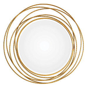 Золотое настенное круглое зеркало Golden Orbit