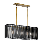 Люстра подвесная овальной формы с металлическим решетчатым абажуром матово-черного цвета и 5 лампами Kichler варинант исполнения - 2 | Loft Concept в Краснодаре