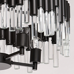 Люстра круглая из матового черного металла с подвесками из прозрачных стеклянных трубок Noir Tubes варинант исполнения - 5 | Loft Concept в Краснодаре