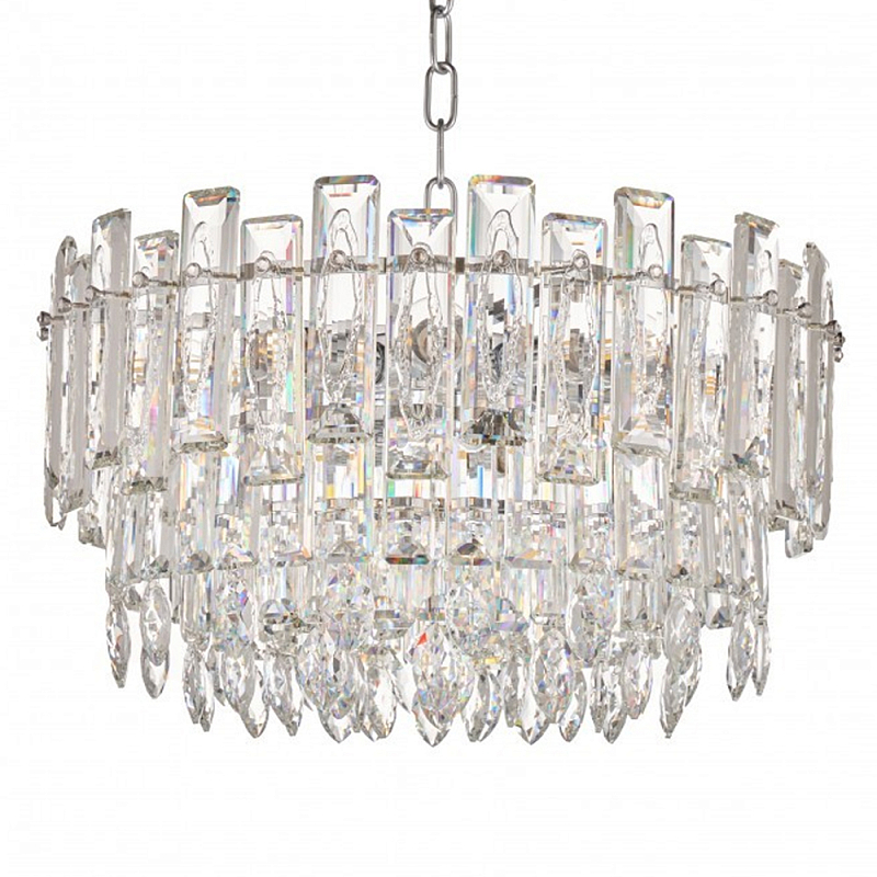 Круглая люстра с хрустальными подвесками на серебряном каркасе Gorgeous Crystal Light Хром Прозрачный Круглая люстра с хрустальными подвесками на серебряном каркасе Gorgeous Crystal Light Хром Прозрачный в Краснодаре | Loft Concept