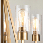 Люстра цвета латунь с 5-ю цилиндрическими плафонами из прозрачного пузырчатого стекла Kichler варинант исполнения - 4 | Loft Concept в Краснодаре