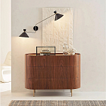 Комод округлой формы с тремя ящиками Walnut and Leather варинант исполнения - 9 | Loft Concept в Краснодаре