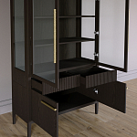 Витрина Primo со стеклянными фасадами и буфетом шпон Темный орех варинант исполнения - 5 | Loft Concept в Краснодаре