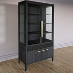 Витрина Primo со стеклянными фасадами и буфетом шпон Черный дуб варинант исполнения - 3 | Loft Concept в Краснодаре