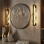 Бра вертикальное черного цвета с золотыми кругами и квадратами Gravyura варинант исполнения - 6 | Loft Concept в Краснодаре