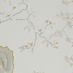 Обои ручная роспись Summer Night Blossom Colourway SC-122 on Bleached white dyed silk варинант исполнения - 2 | Loft Concept в Краснодаре