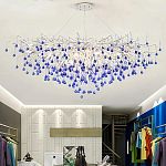 Люстра овальная с синими стеклянными подвесками в форме капель FAIRYTREE Light варинант исполнения - 4 | Loft Concept в Краснодаре