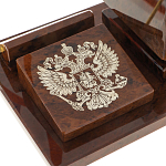 Настольный письменный набор с часами в виде пирамиды из природного камня обсидиана Pyramid of Time варинант исполнения - 3 | Loft Concept в Краснодаре