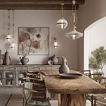 Подвесной светильник с прямоугольными и овальными элементами и акцентом из натурального камня Tectona  варинант исполнения - 7 | Loft Concept в Краснодаре