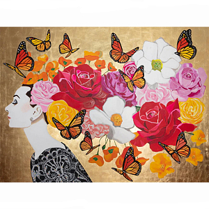 Картина Audrey With Embellished Lace Dress on Gold Leaf