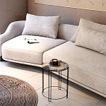 Стол журнальный круглый со столешницей из стекла Gold and Black Marble варинант исполнения - 5 | Loft Concept в Краснодаре