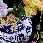 Ваза округлой формы с бело-синим цветочным орнаментом Blue & White Ornament  варинант исполнения - 3 | Loft Concept в Краснодаре