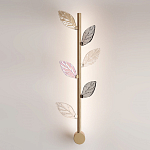Бра с золотистой вертикальной трубкой и декоративными прозрачными листьями из стекла Sylva  варинант исполнения - 2 | Loft Concept в Краснодаре