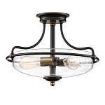 Потолочный светильник со стеклянным плафоном на изогнутых кронштейнах Quoizel  варинант исполнения - 15 | Loft Concept в Краснодаре