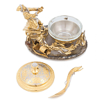 Икорница с декором "Емеля" с гравировкой на подставке из натурального камня Агат Decorative Cavair Dishes варинант исполнения - 2 | Loft Concept в Краснодаре