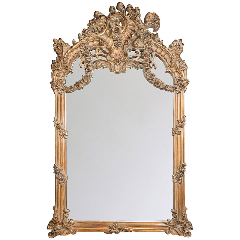 Зеркало настенное в ажурной раме с эффектом старины Classic Ornament Mirror Светло-коричневый  в Краснодаре | Loft Concept 